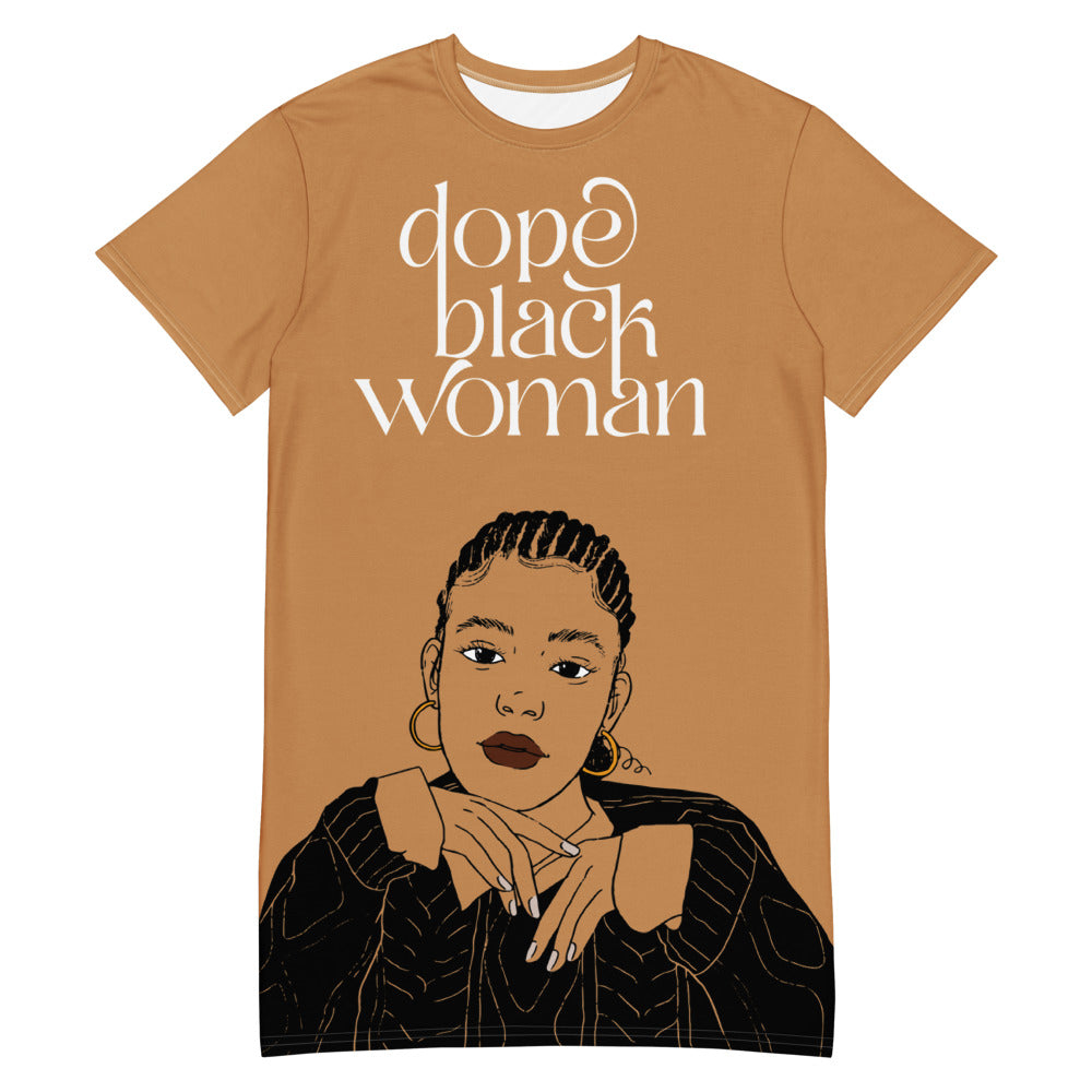 Dope Black Woman Script Stone | T-Shirt Dress