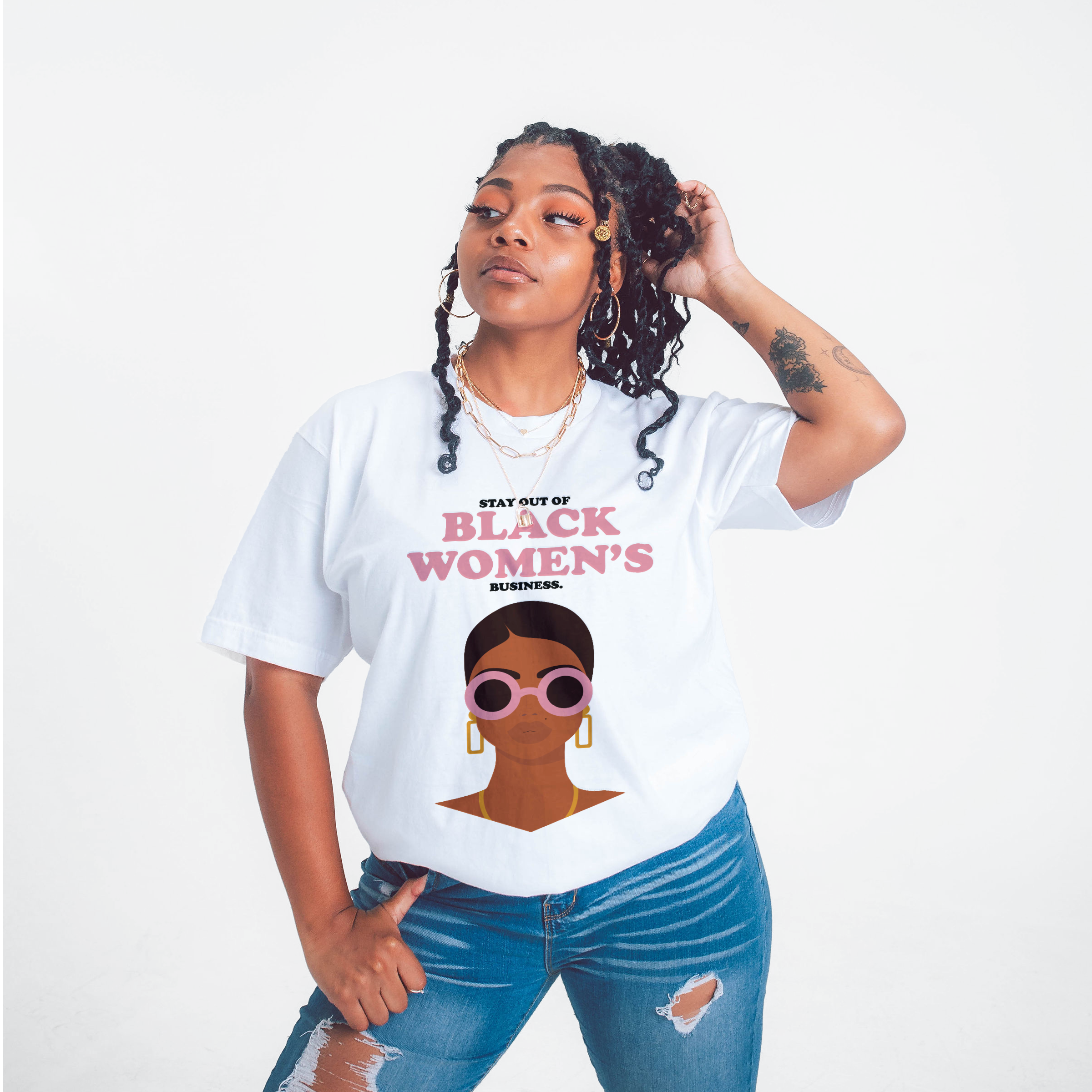 Stay Out Of Black Women's Business Stone | Tee